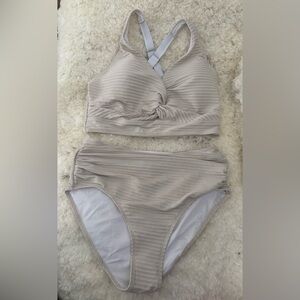 Cupshe Beige Textured Bikini Set